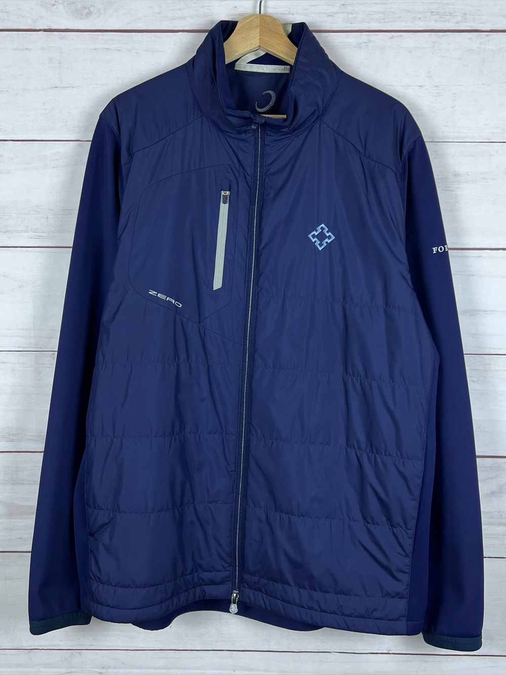 Zero Restriction Hybrid Jacket Mens XL Blue Z625 Golf Wind Primaloft Full Zip